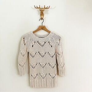 Ted baker London Women's Cream Knit Heart Sweater Size 2